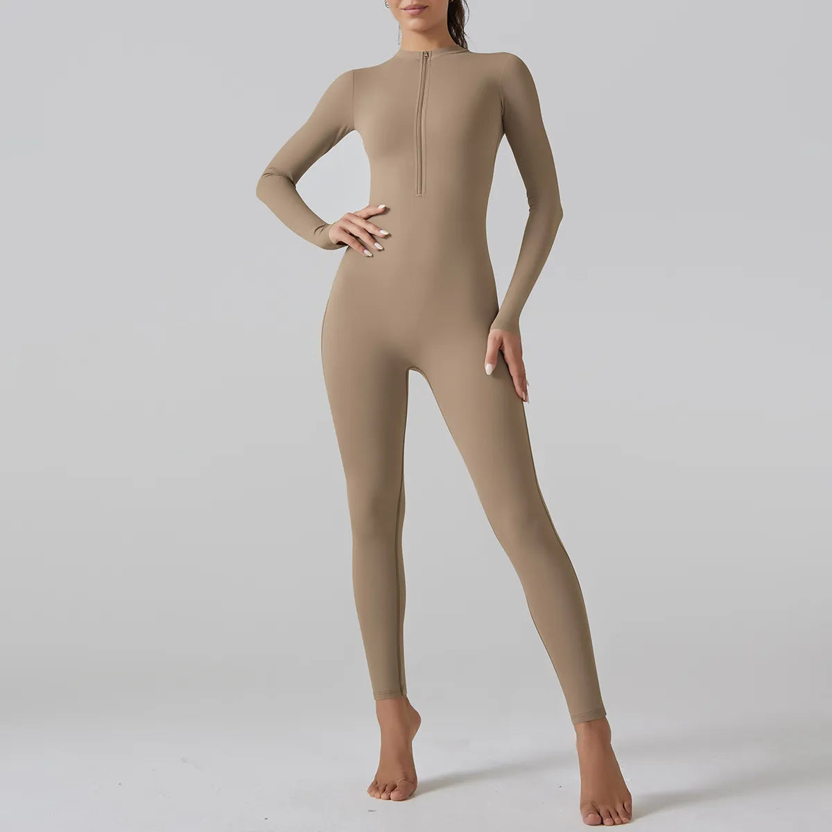 Women's Half-open Zipper Skinny Long Jumpsuit Pi-Mart