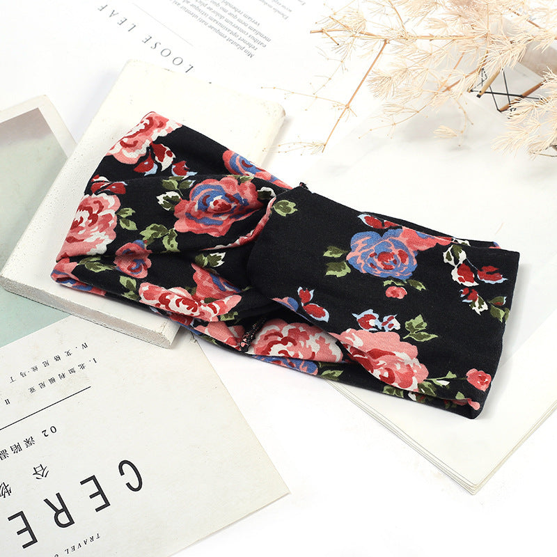 Sweat-absorbent And Anti-perspirant Bundled Headband With Wide-brimmed Print Headband LadyShow.Store