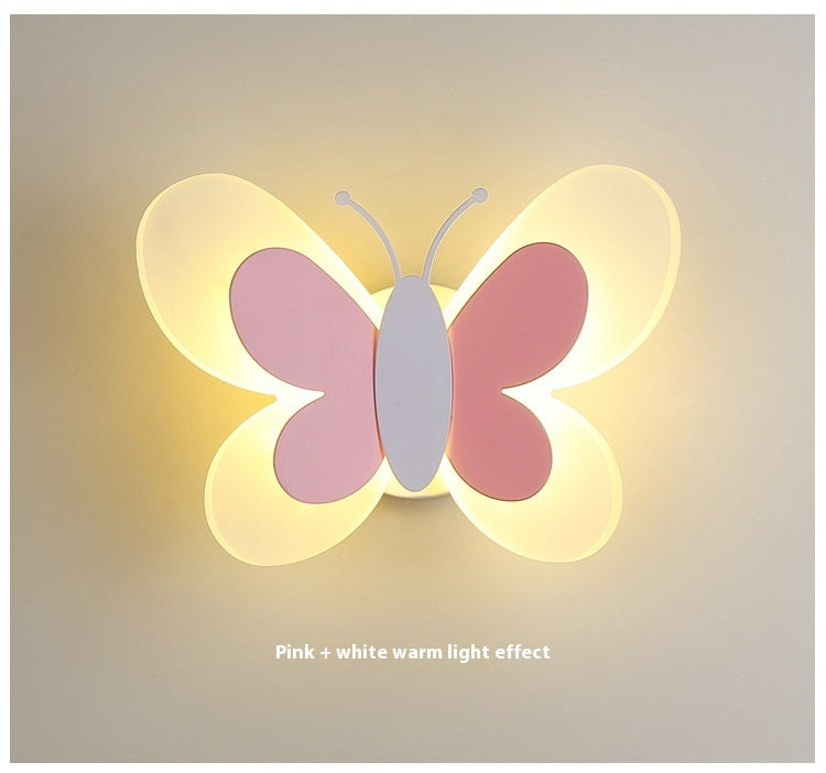 Butterfly Lamp Creative Cartoon Children Bedroom Wall Lamp PearlNestDecor.com