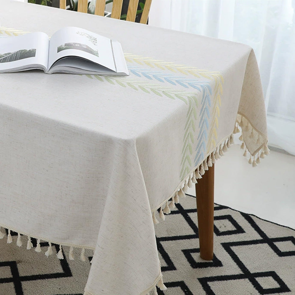 Cotton Linen Rectangular Tablecloth With Tassel Square Table Cloth  Dust-Proof Table Cover For Room Decor Restaurant Kitchen Dinning Room Table Cover PearlNestDecor.com