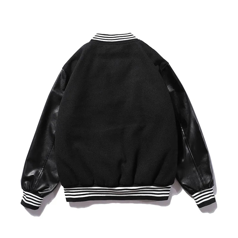 Woolen Leather Embroidered Baseball Jacket Best YouTube Store