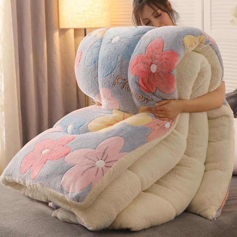 Winter Thick Quilt - Lamb Velvet Double Quilt Core for Dormitory Single Bed (100x150cm to 200x230cm) CJD2