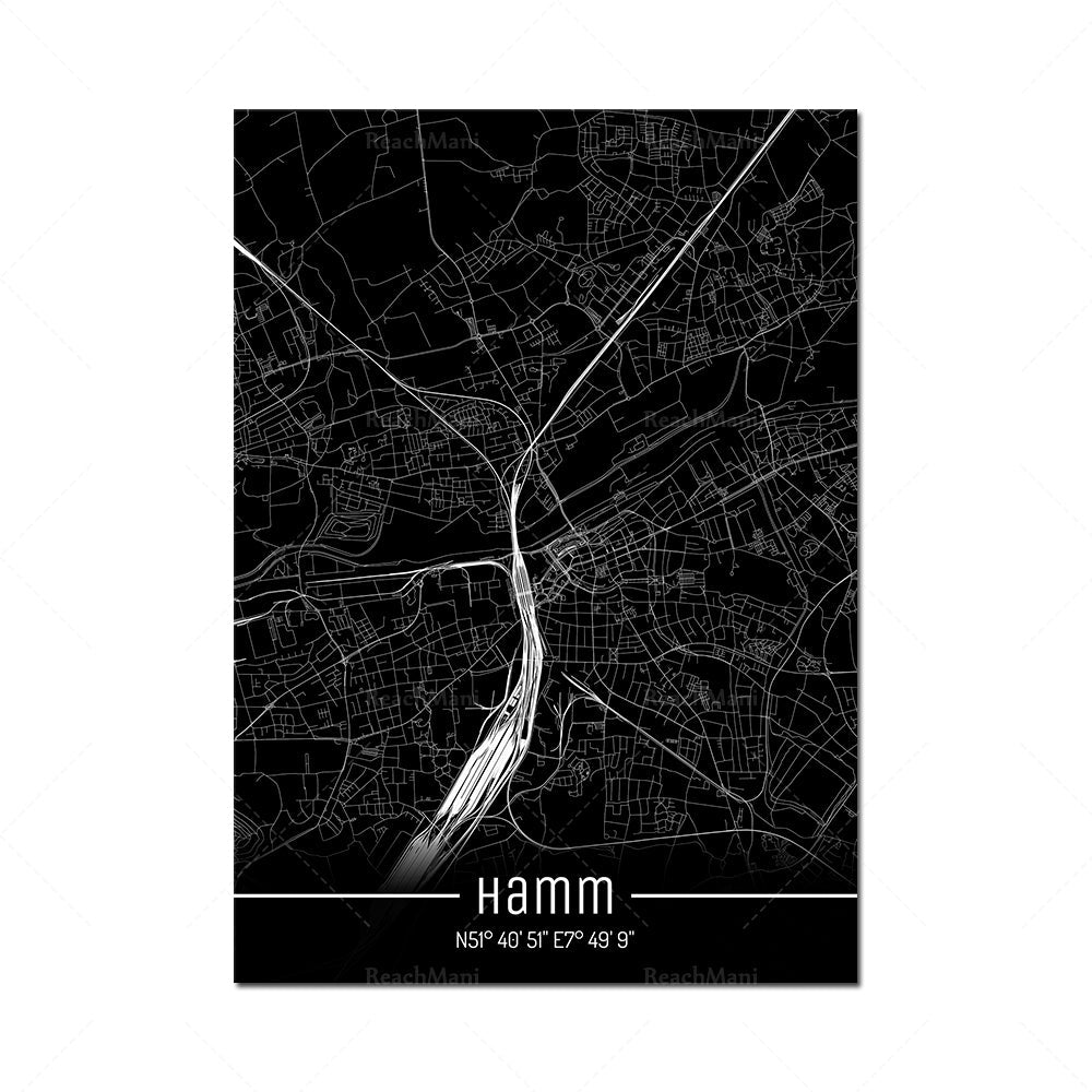 Map Black Line Poster Canvas Painting Home Decor Wall Art PearlNestDecor.com