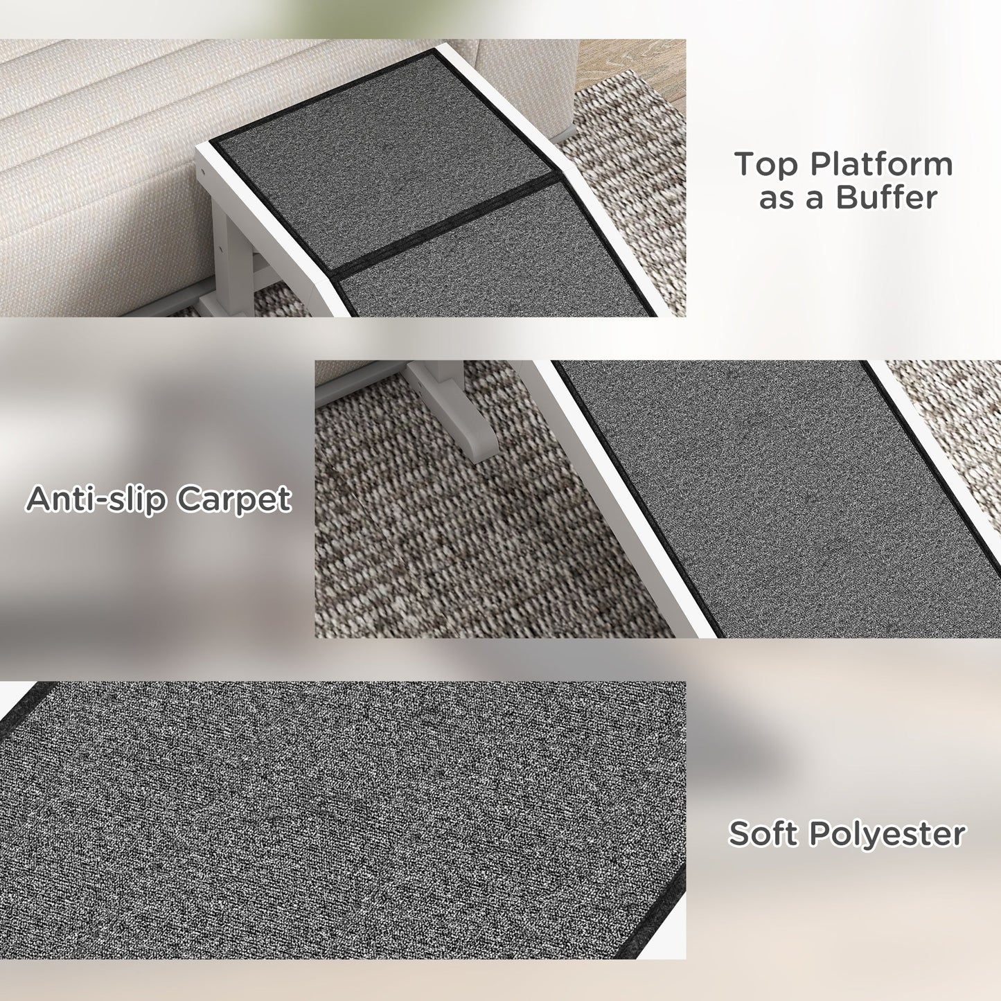 49 Pet Ramp For Dogs  Cats With Non-Slip Carpet, White Pets Fashion