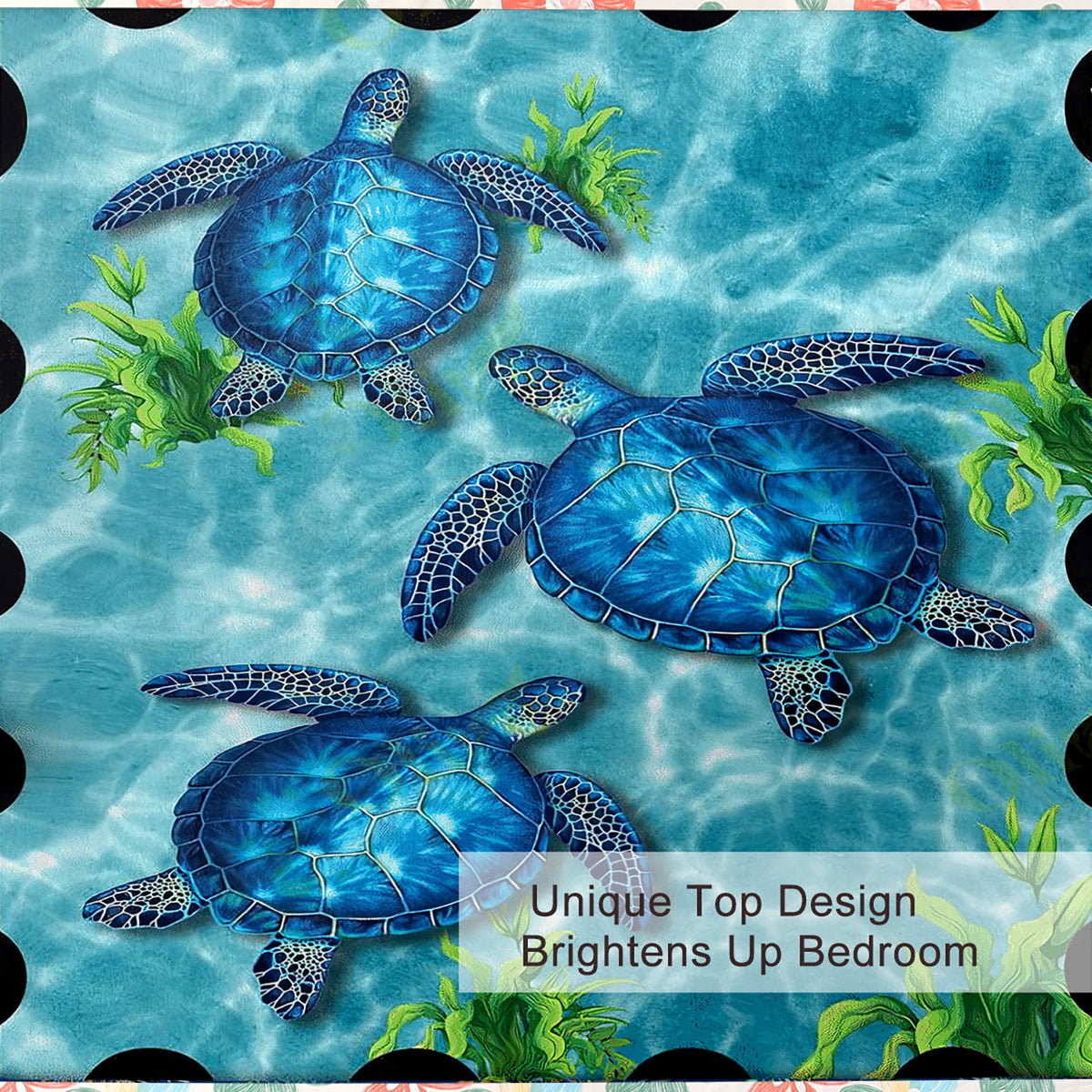 Sea Turtle Pattern Duvet Cover Set 3 Pieces King Size Soft Bedding Set With 2 Pilowcases With Zipper Closure For Home Bedroom For All Seasons PearlNestDecor.com
