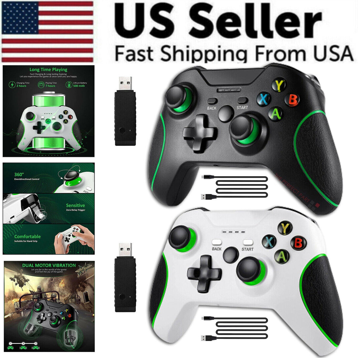 Wireless Controller For Microsoft Xbox One / S / X / E / Windows 7 8 10 PC 2.4G Pi-Mart