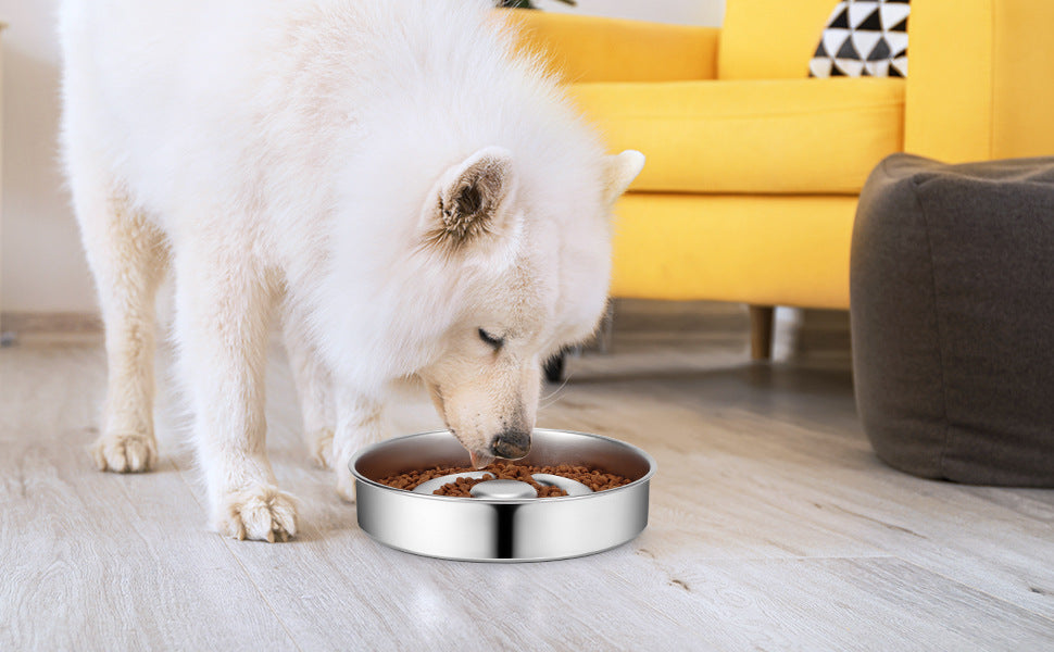 Pet Slow Feeding Bowl Stainless Steel Neck Protector Pets Fashion