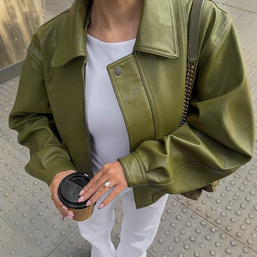 Green Faux Leather Jacket Best YouTube Store