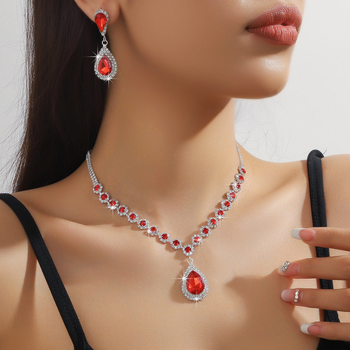 Diamond Necklace Earrings And Bracelet Three Piece Jewelry Set LuxuryLifeWay Online Store