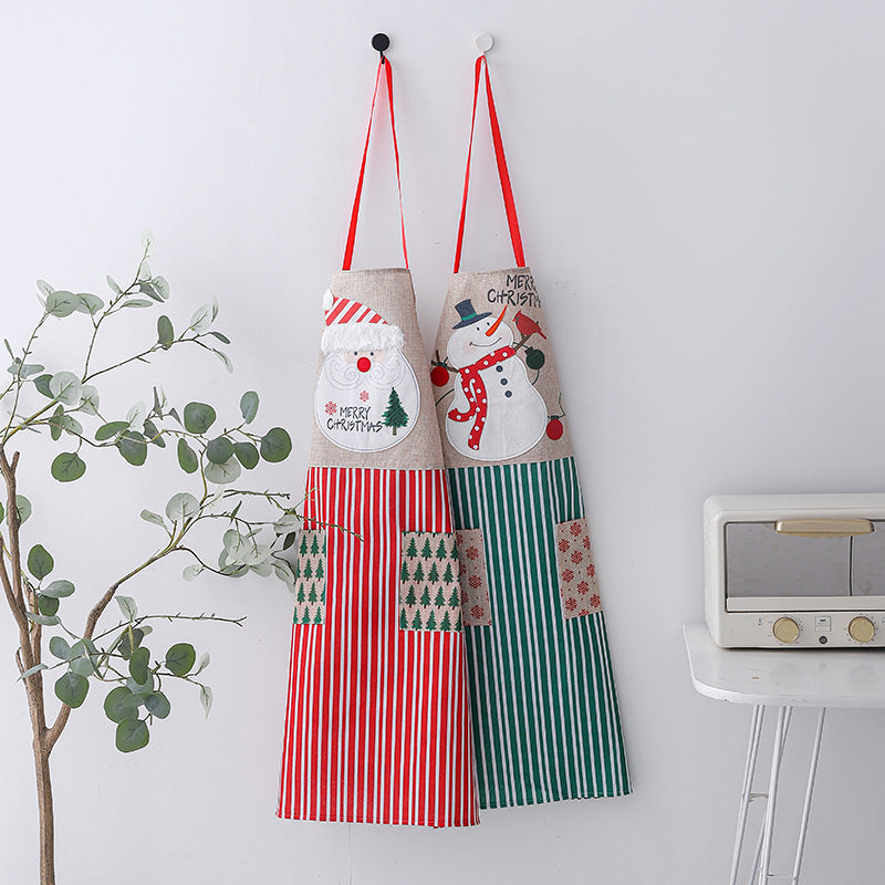 Santa Linen Apron Creative Kitchen Cleaner Sleeveless PearlNestDecor.com