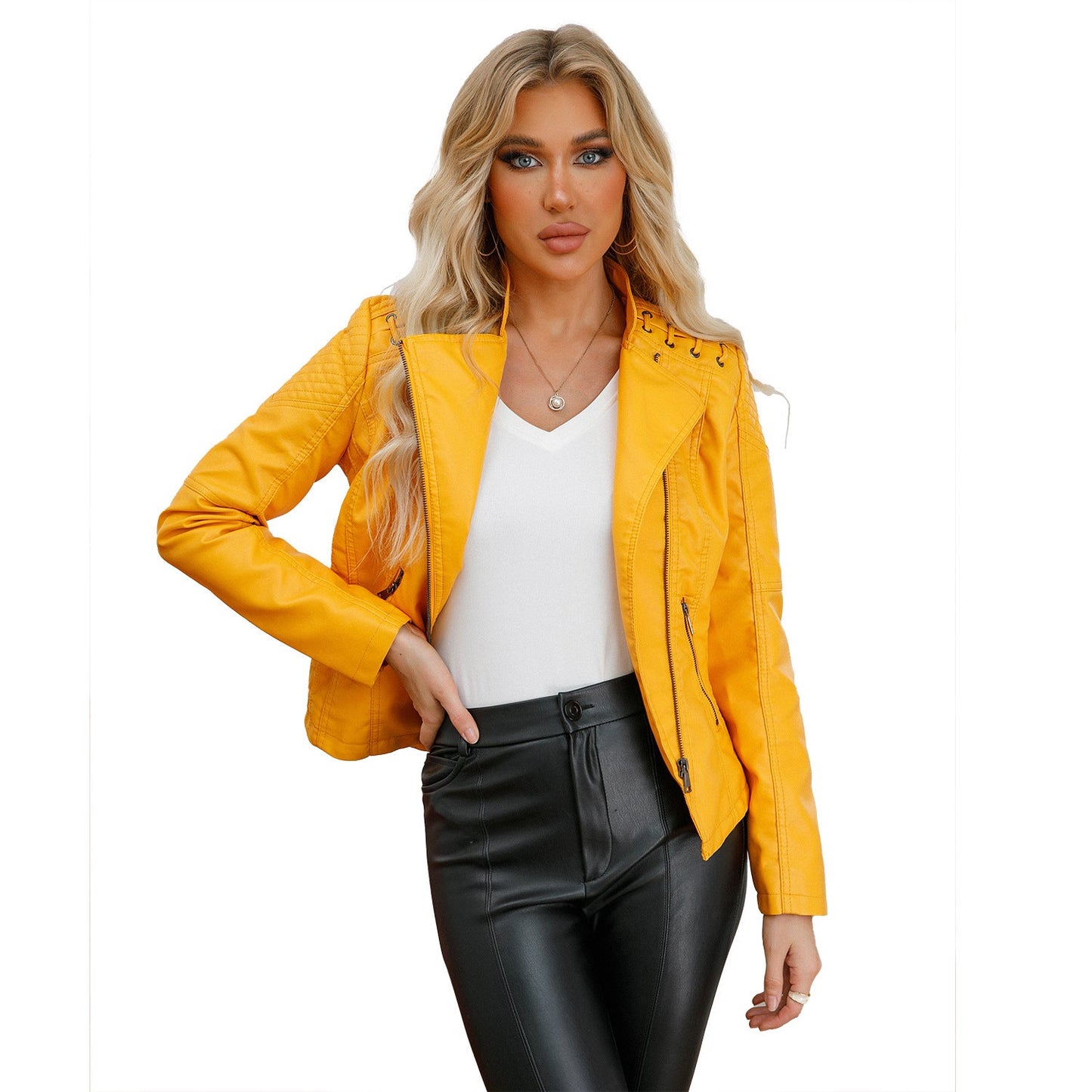 Slim Fit Thin Leather Coat Women's Motorcycle Clothing Best YouTube Store
