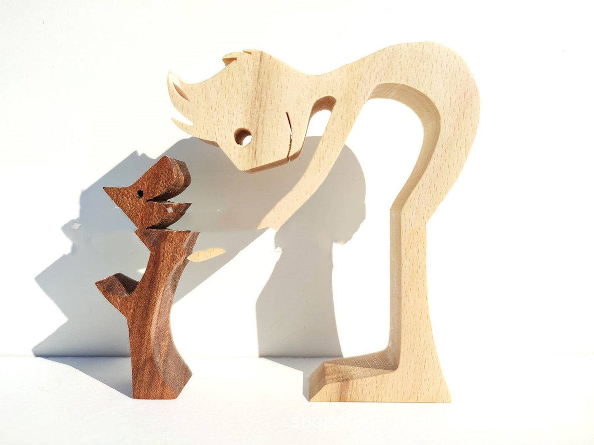 DIY Figurine Wood Dog Ornament Sculpture Home Decoration A Man A Dog Wood Sculpture Christmas Gifts Model Decor PearlNestDecor.com