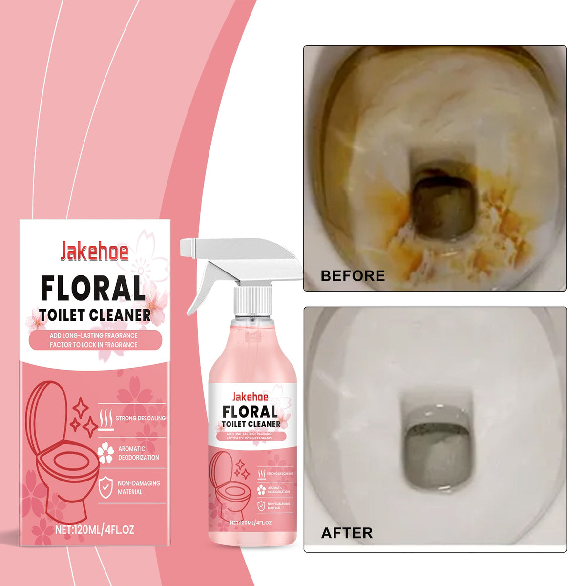 Toilet Cleaner, Floral Fragrance, Toilet Fragrance, Odor Removal, Stain Removal, Floral Fragrance, Toilet Liquid 120ml 1 Box  With 110 Nozzle Tube Length Tri Light Beauty