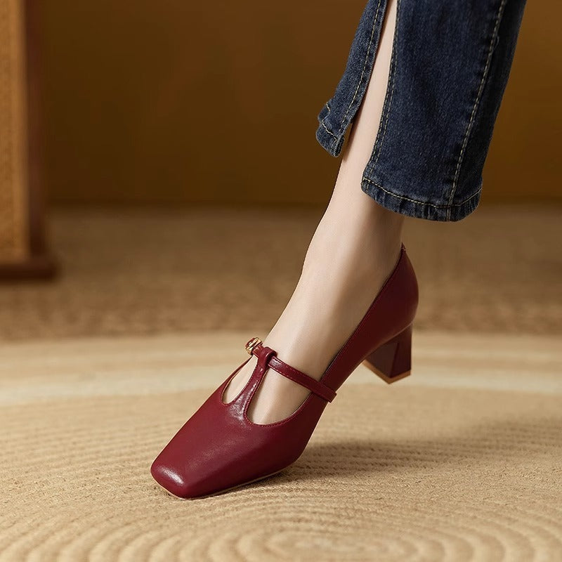 Chic Square Toe Mary Janes NorixaFashion.com