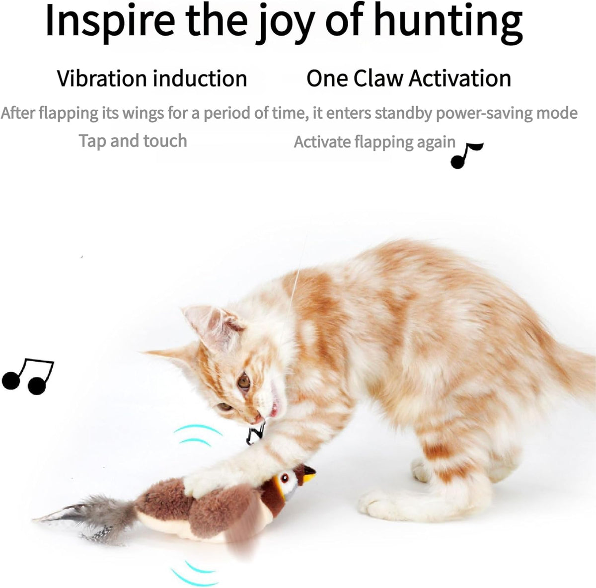 Interactive Chirping Bird Cat Toy, New Flying Interactive Flapping Chirping Bird Cat Toy, Flapping Bird Cat Toy For Indoor Bored Cats, Flapping Bird Cat Toy Pets Fashion