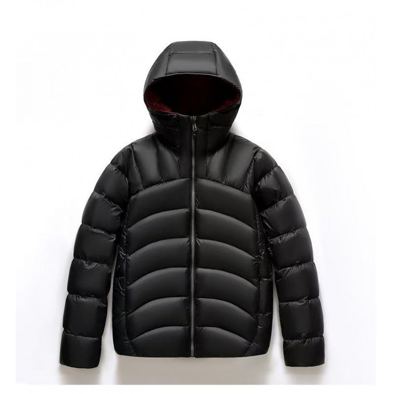 2025 New Unisex Hooded Down Jacket Couple Style Ribbed