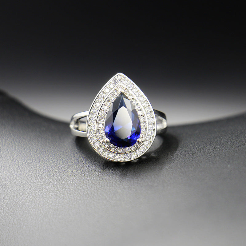 Jewelry Four-piece Set Rings Pendants Earrings Drop-shaped Gem LadyShow.Store