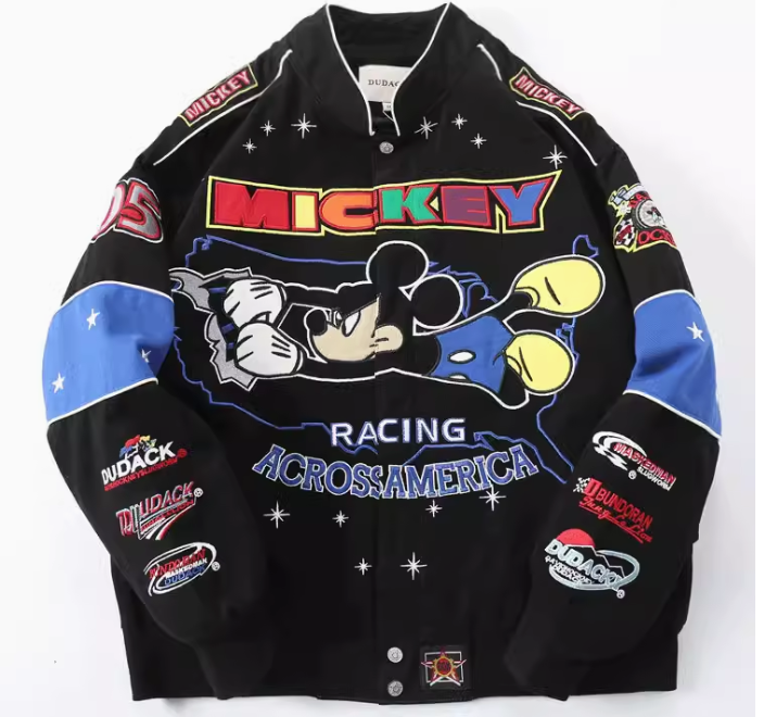 Black Baseball Jacket with Mickey Design (One Piece) Pi-Mart
