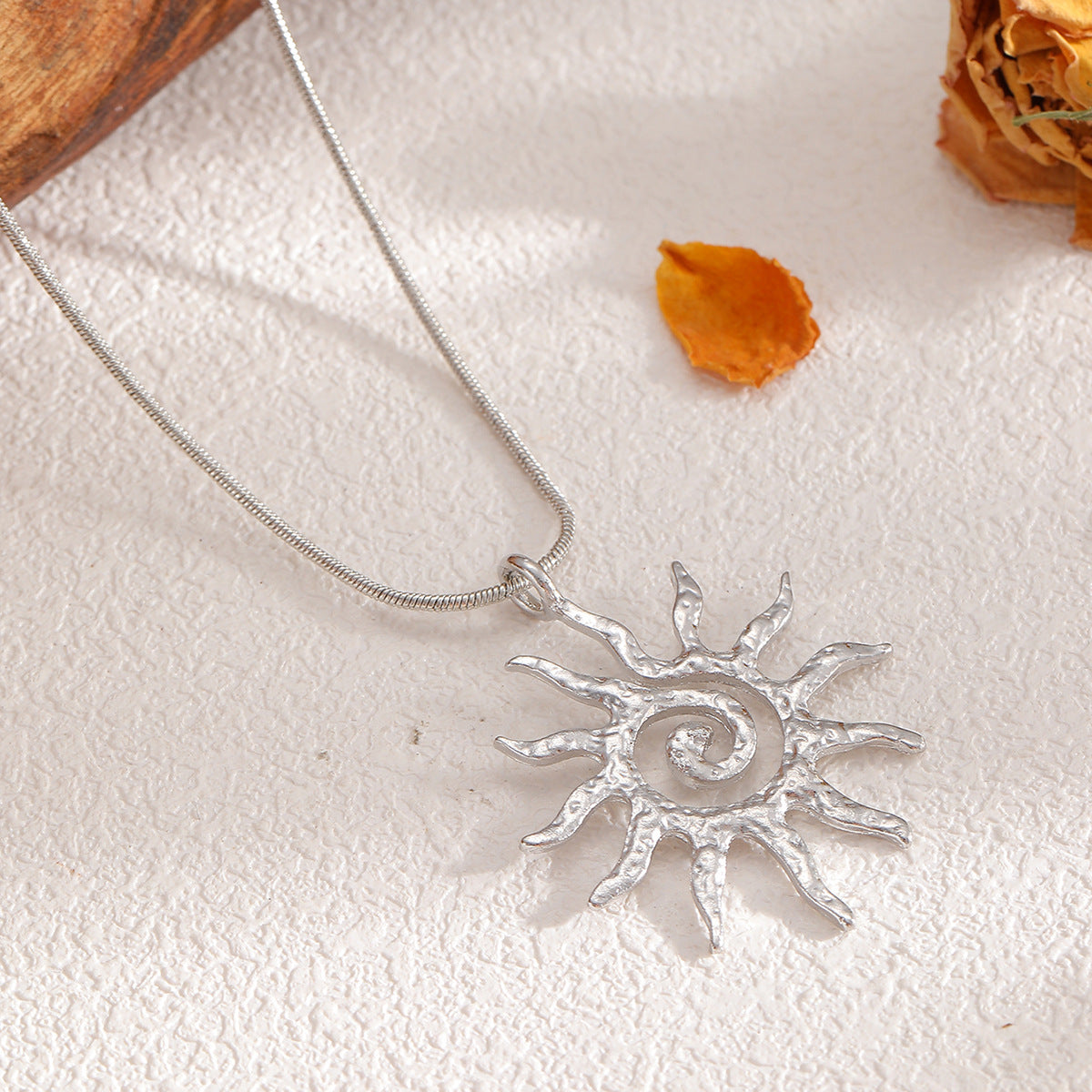 Gold Sun Necklace Hollow Pendant Earrings LadyShow.Store