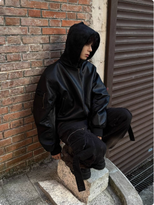 Men's Detachable Hooded Double-sided Leather Jacket LuxuryLifeWay Online Store