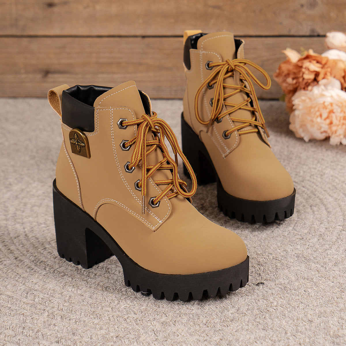 Chunky Heel Plus Size Martin Boots Thick Bottom Fashion All-match LadyShow.Store