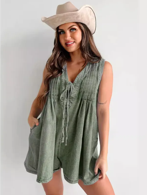Denim Sleeveless Jumpsuit Pi-Mart