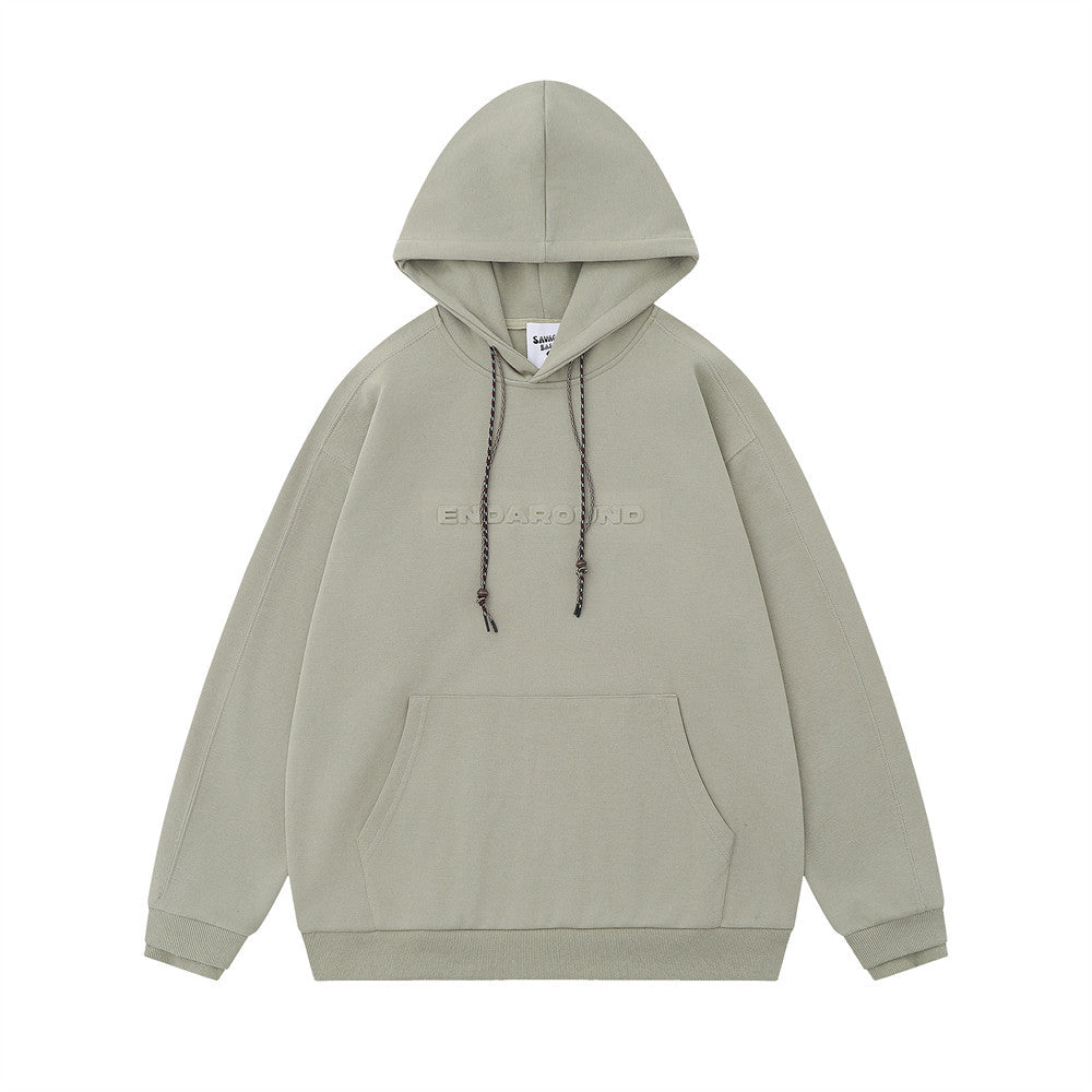 Simple Letter Embossed Pullover Loose Sweater Men's Clothing Best YouTube Store