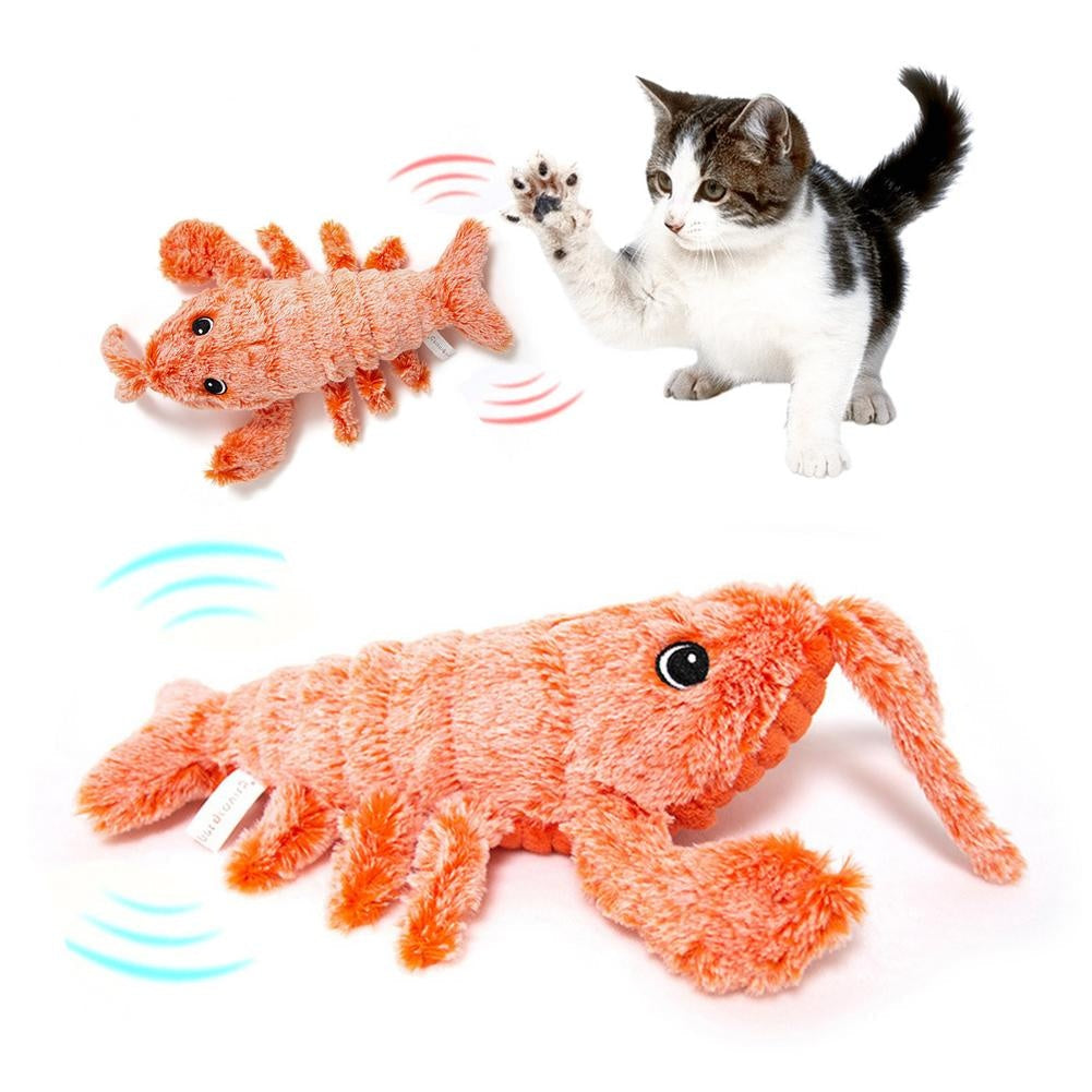 Pet Toys Electric Jumping Shrimp USB Charging Simulation Lobster Funny Cat Plush Pets Toy Pets Fashion