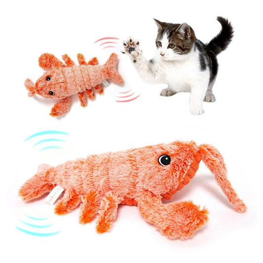 Pet Toys Electric Jumping Shrimp USB Charging Simulation Lobster Funny Cat Plush Pets Toy Pets Fashion