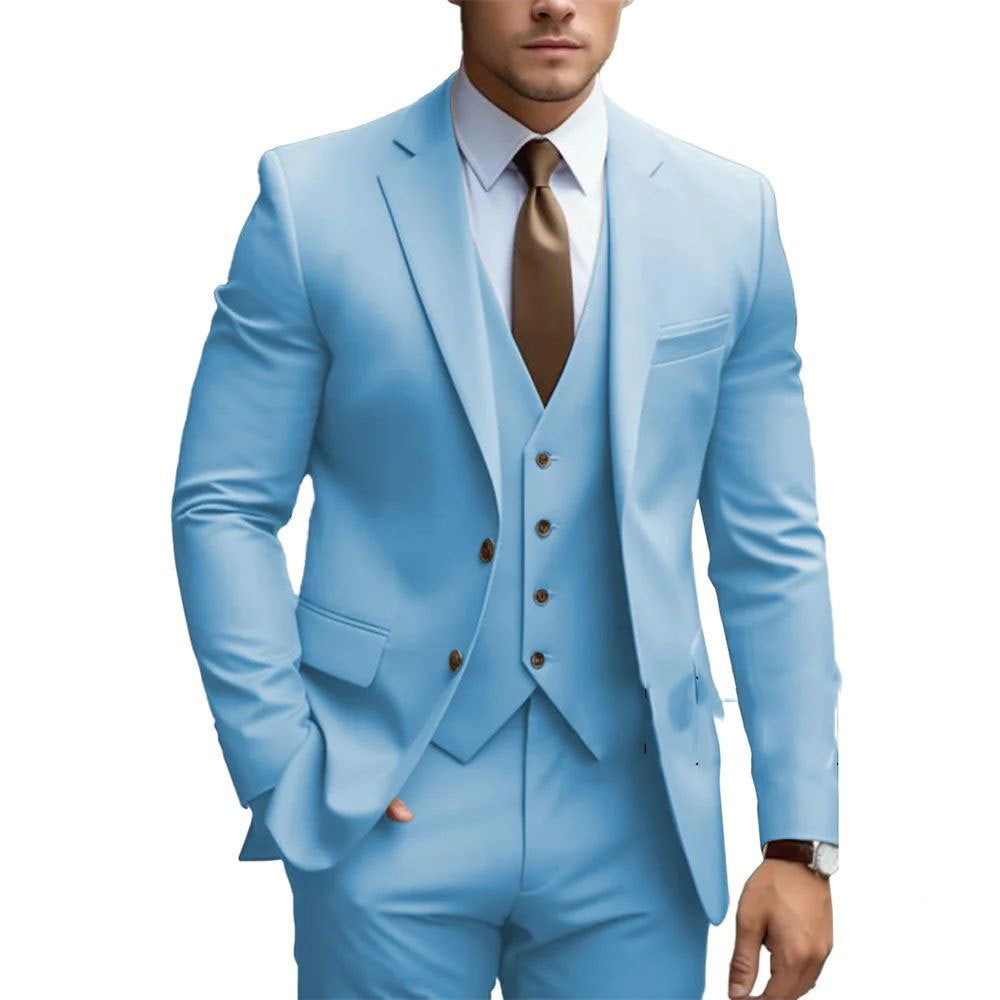Business Casual Men's Three-piece Suit For Bridegroom Men's Wedding LadyShow.Store