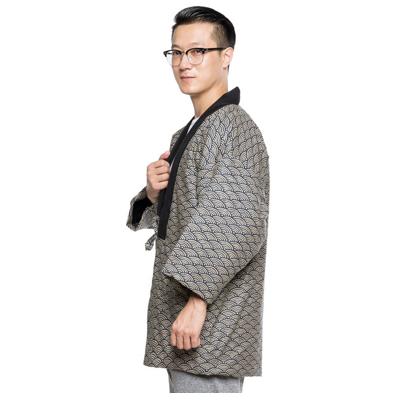 Japanese Men's Winter Kimono Cotton Jackets Halloween Coustume Japanese Samura Warm Cotton Kimono Coat Indoor Outdoor Kimono Coat Traditional Japanese Kimono For Men Lightweight & Warm Kimono NorixaFashion.com