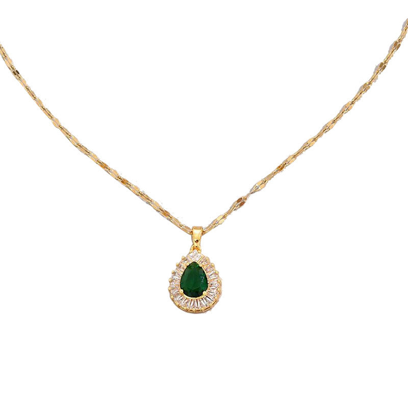 Retro Hong Kong Style Jade White Suit Necklace Earrings All-match Jewelry LadyShow.Store