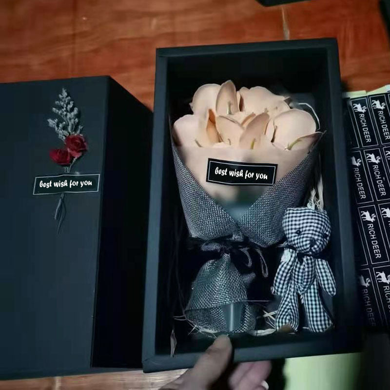 Soap Flower Bear Gift Box Birthday Gift Mother's Day 7 Carnation Valentine's Day Gift Box LadyShow.Store