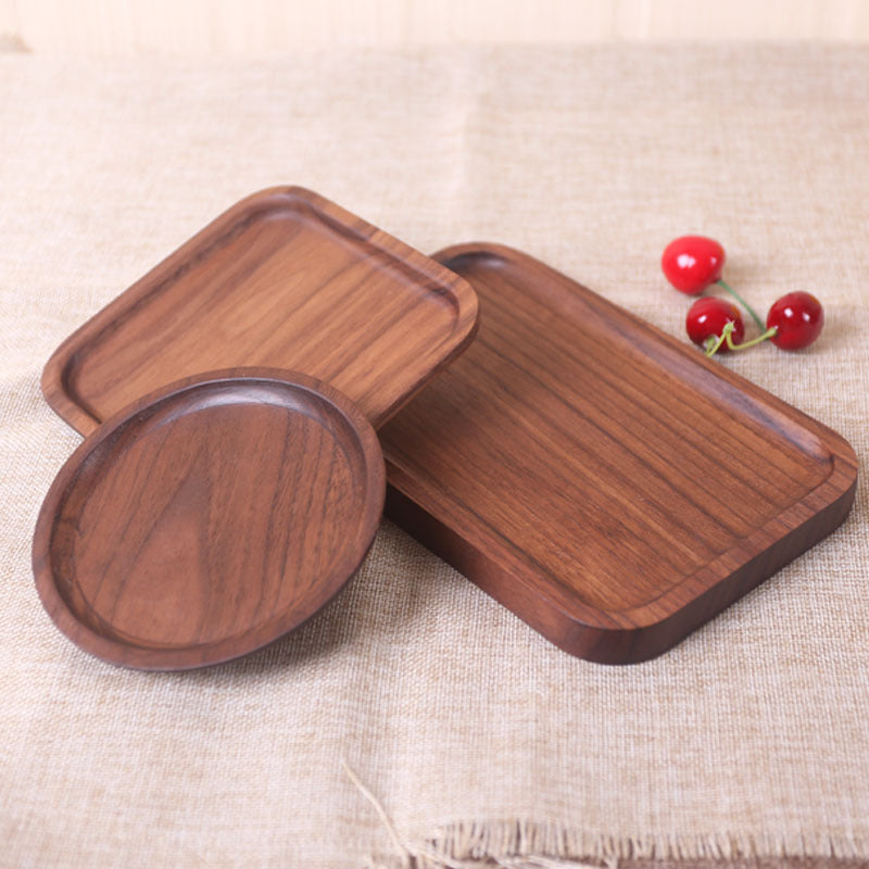 Japanese Style Wooden Black Walnut Rectangular Dinner Plate LadyShow.Store