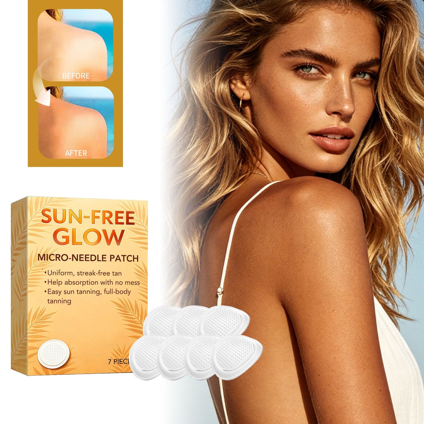 Tanning Microneedle Patches 7pcs Tri Light Beauty