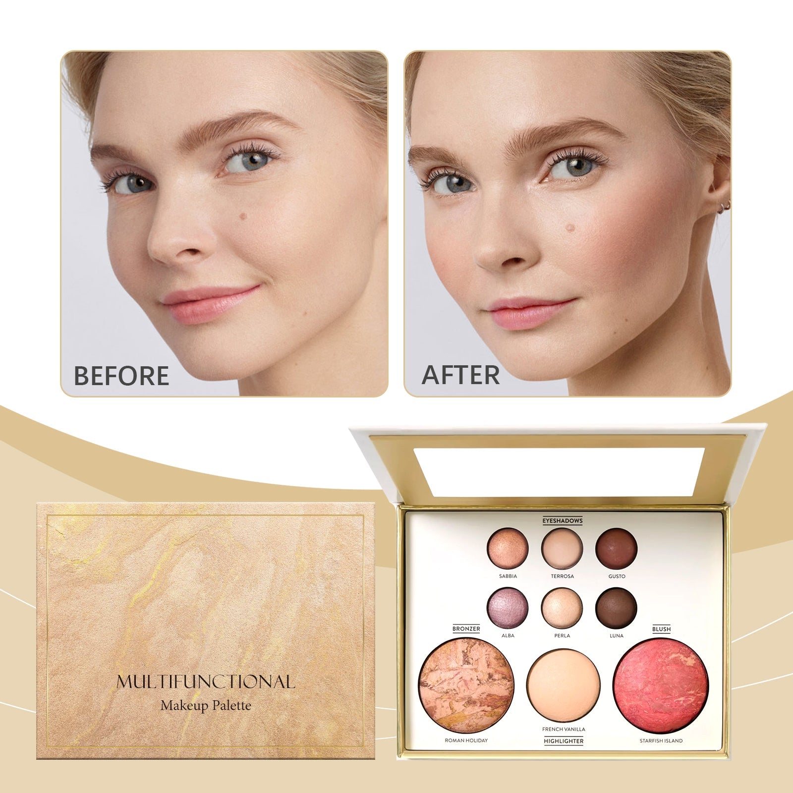 Gilded All-in-One Makeup Palette 1pc Tri Light Beauty
