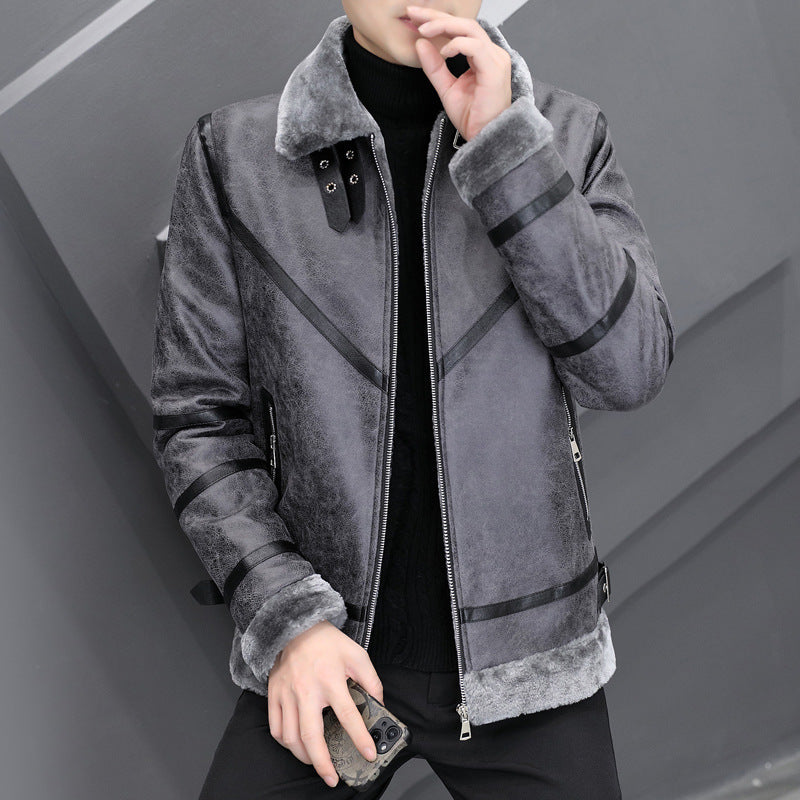 Fashion Casual Simple Thick Fur Collar Men's Clothing Best YouTube Store