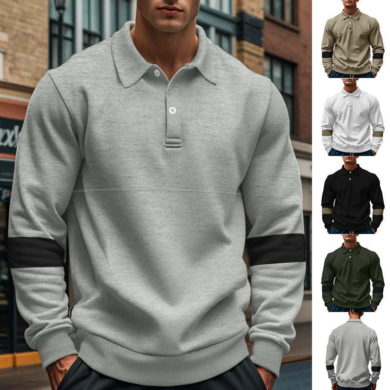 Fashion Long-sleeved Lapel Polo Shirt With Button Men's Loose Casual Sports Top Fall Spring Clothing LadyShow.Store