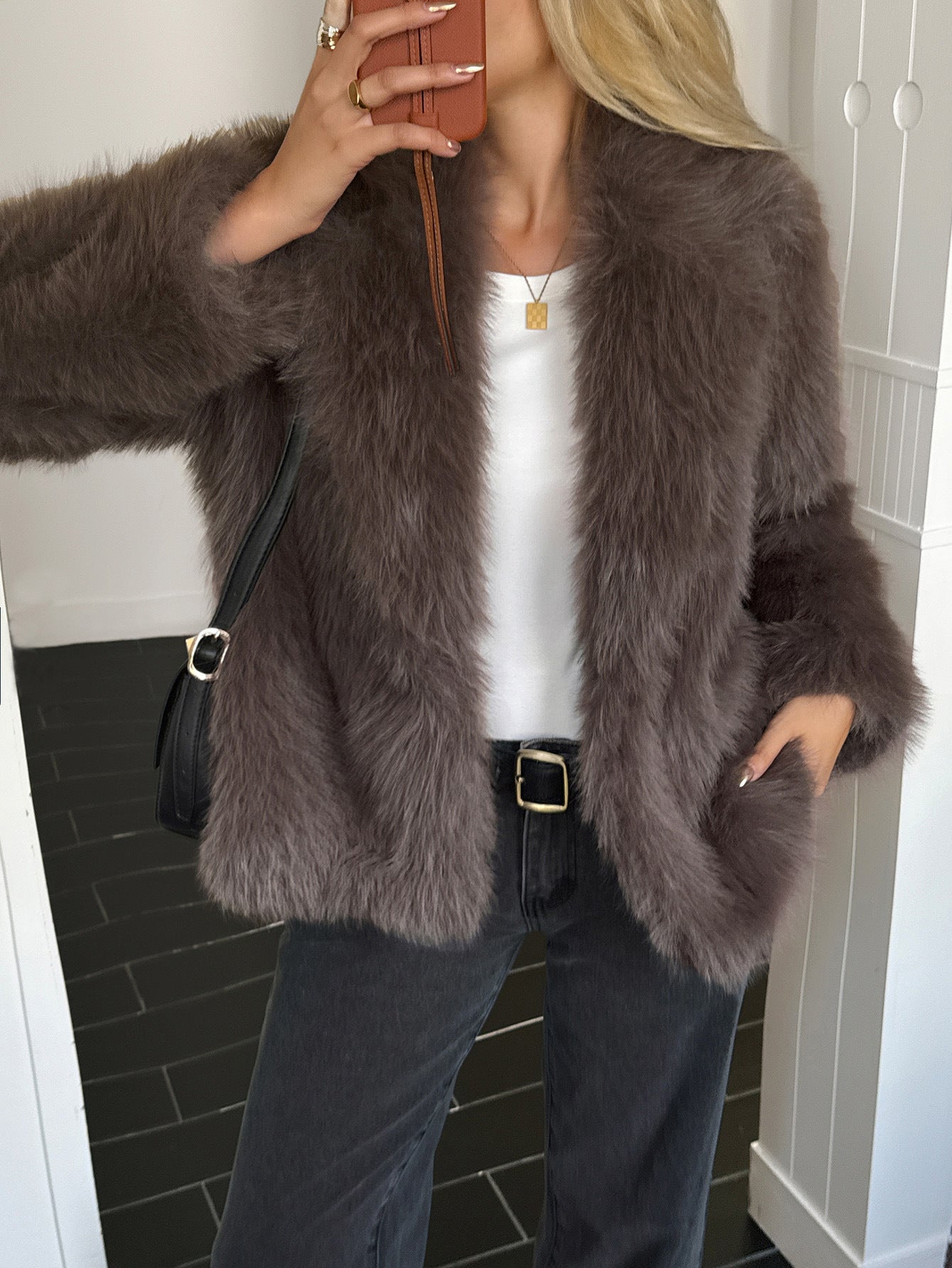 Solid Color Fluff Long Sleeve Coat Women's Clothing Best YouTube Store