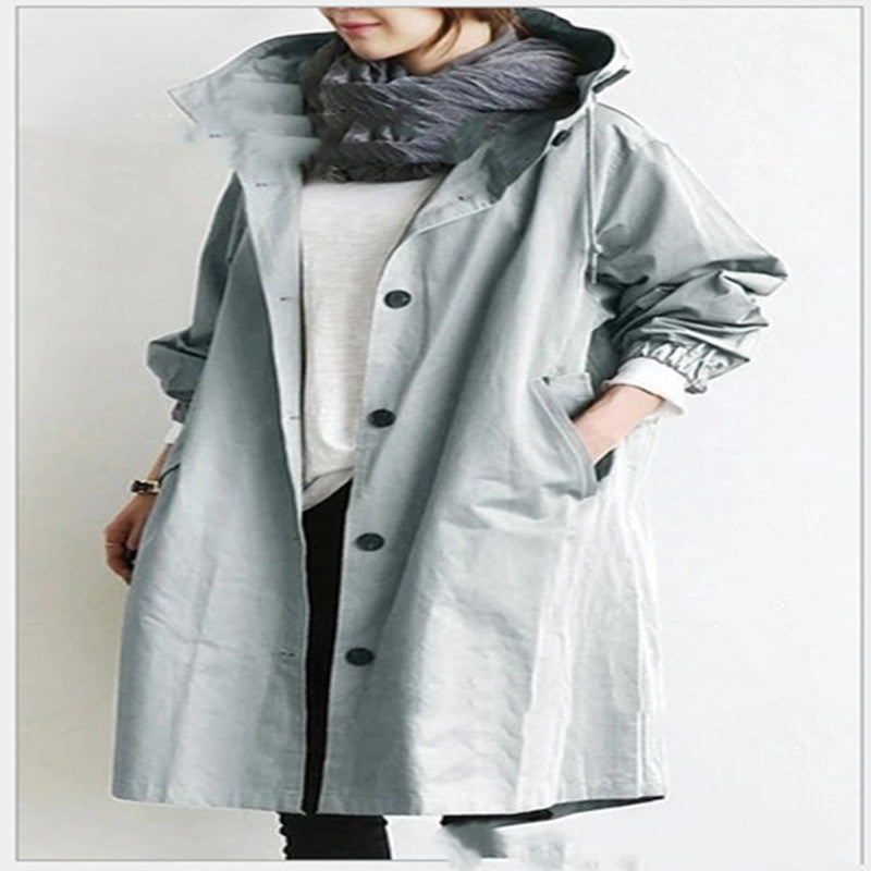 Women Windbreaker Jacket Casual Loose Button Pockets Hooded Quick Dry Windproof Waterproof Clothes For Outdoor Hiking Camping LadyShow.Store