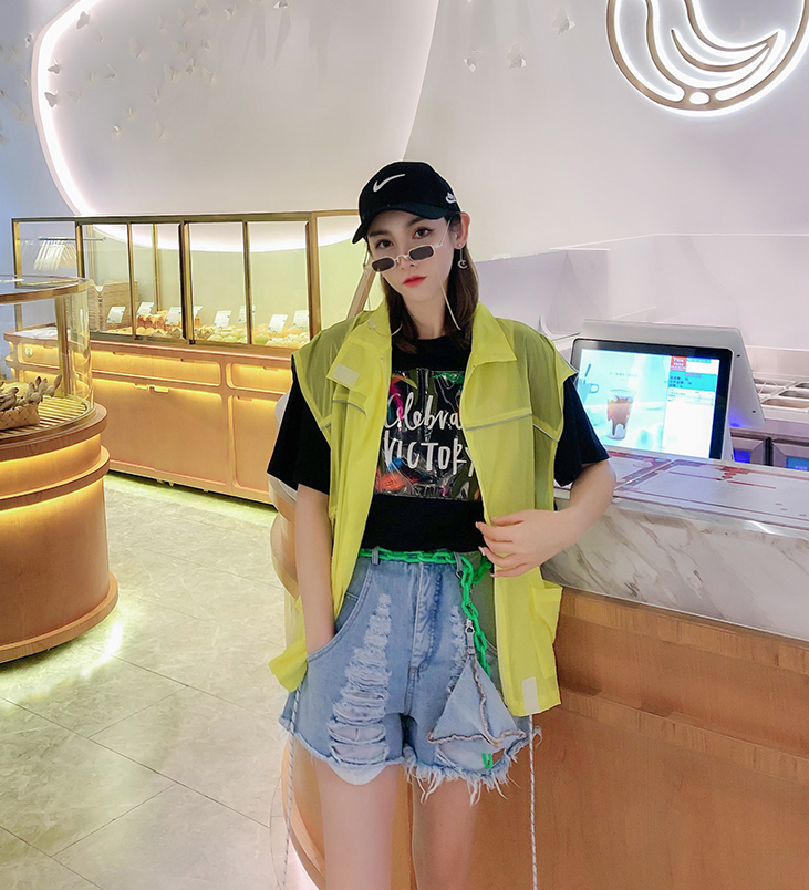 Water-Washed Denim Shorts Pi-Mart