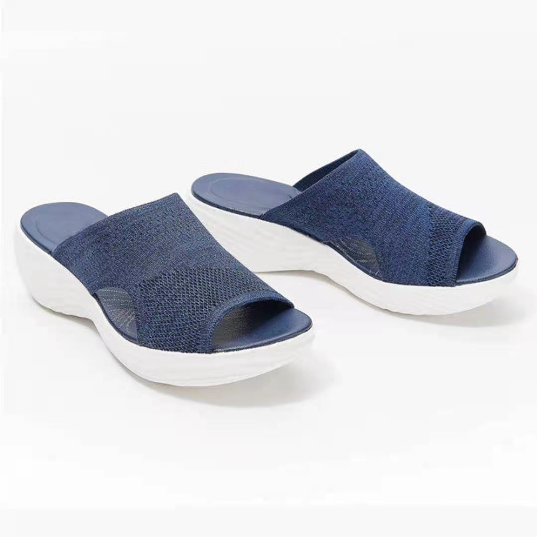 Women's Casual Fly Woven Upper Lightweight Platform Sandals And Slippers LadyShow.Store