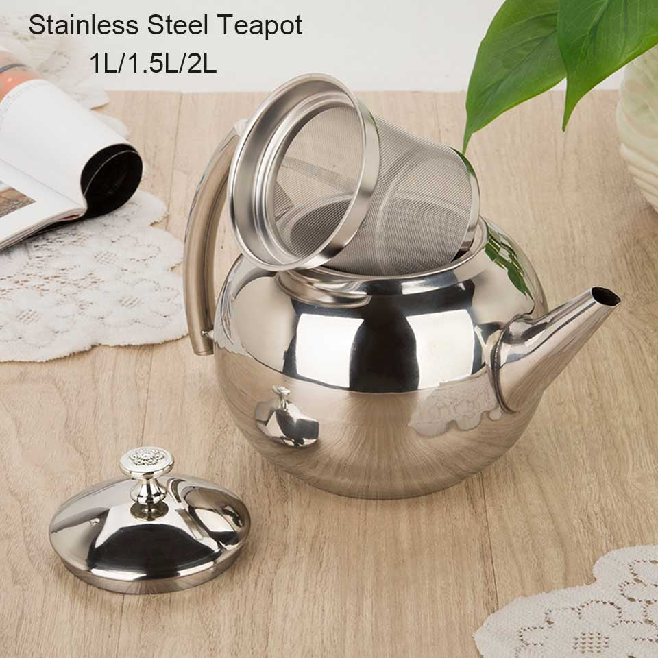 Thickened Stainless Steel Tea Kettle With Strainer PearlNestDecor.com
