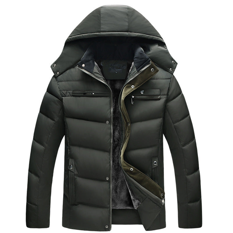 Men's Winter Wool Hooded Jacket with Fleece Lining Pi-Mart