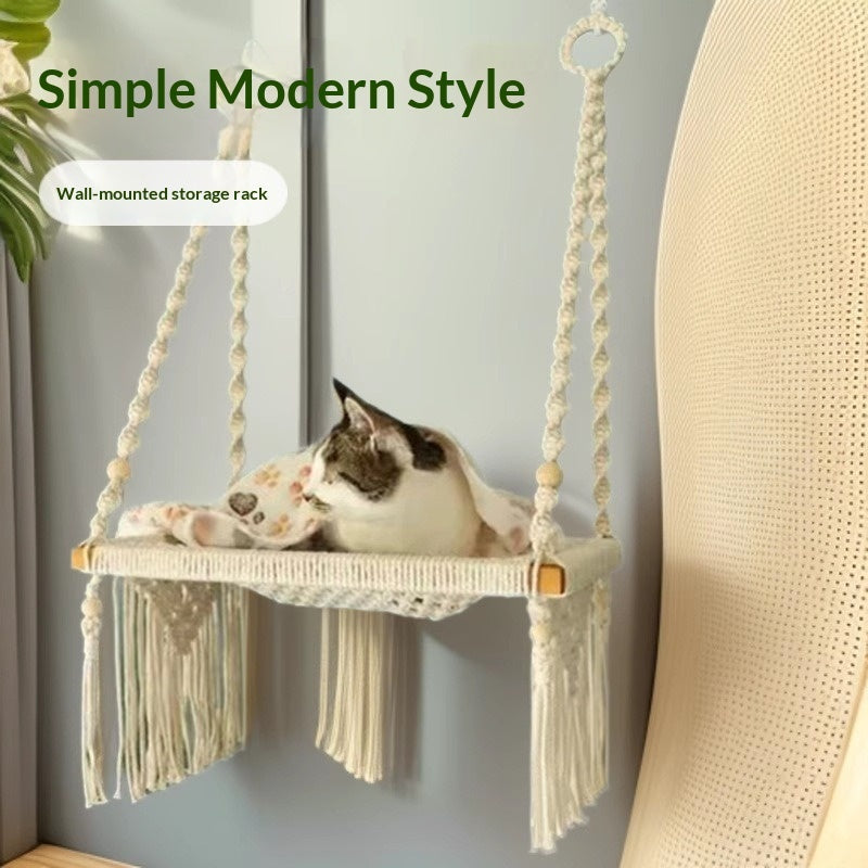Bohemian-style Cotton Rope Hand-woven Pet Hammock Basket Pet Bed Pets Fashion