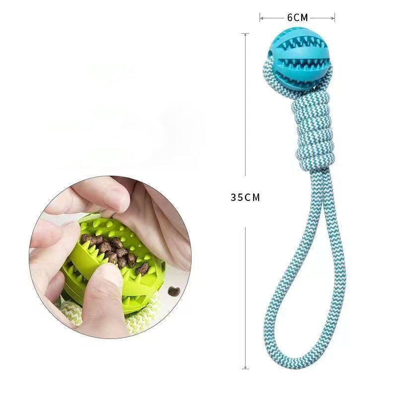 Dog Toys Treat Balls Interactive Hemp Rope Rubber Leaking Balls For Small Dogs Chewing Bite Resistant Toys Pet Tooth Cleaning Bite Resistant Toy Ball For Pet Dogs Puppy Pets Fashion