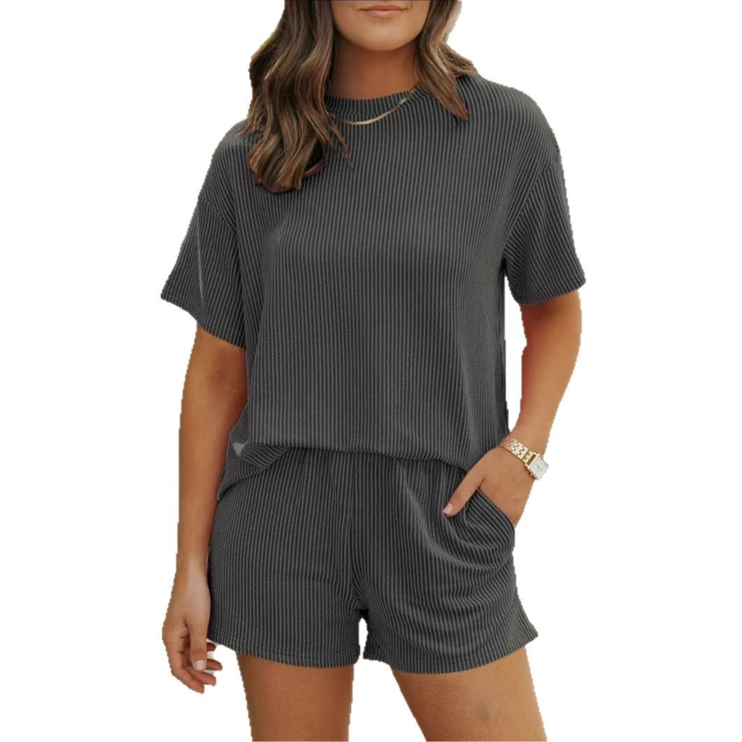 Thread Short Sleeve Round Neck Top Pocket NorixaFashion.com