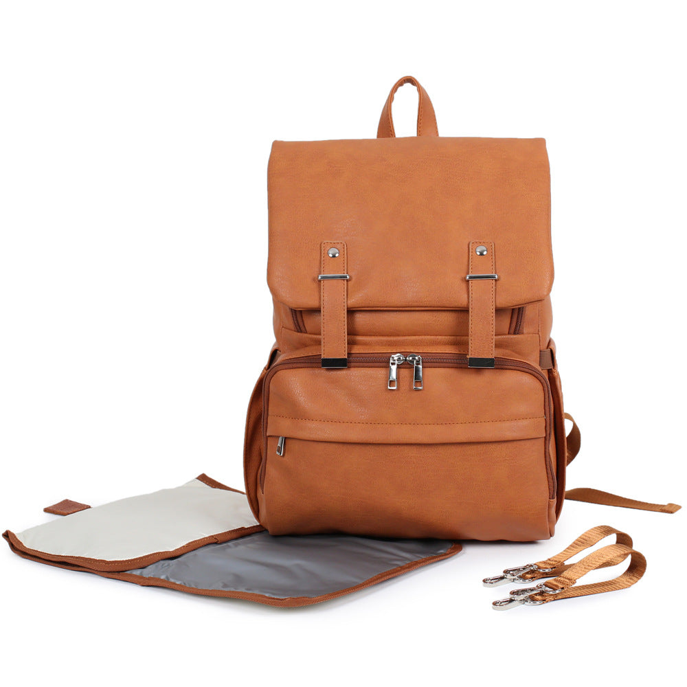 PU Leather Mummy Backpack for Mother and Baby Pi-Mart