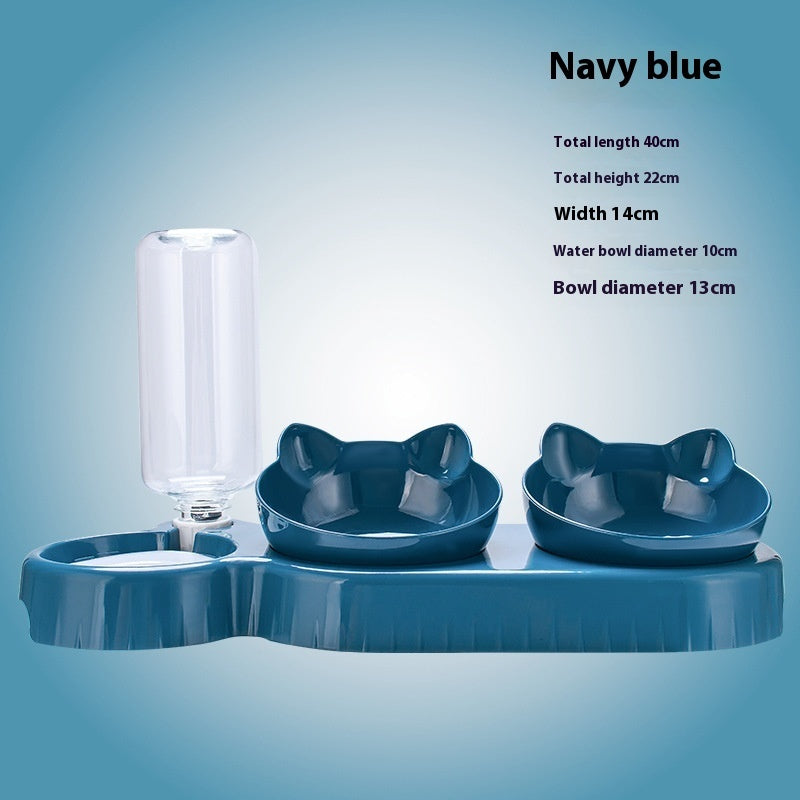 Food Basin Double Bowl Protective Cervical Spine Automatic Drinking Bowl Pet Supplies Pets Fashion