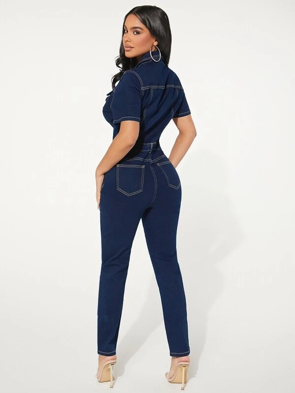 Women's Skinny Denim Jumpsuit Pi-Mart